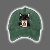 Retro Black Cat No King Printed Baseball Cap