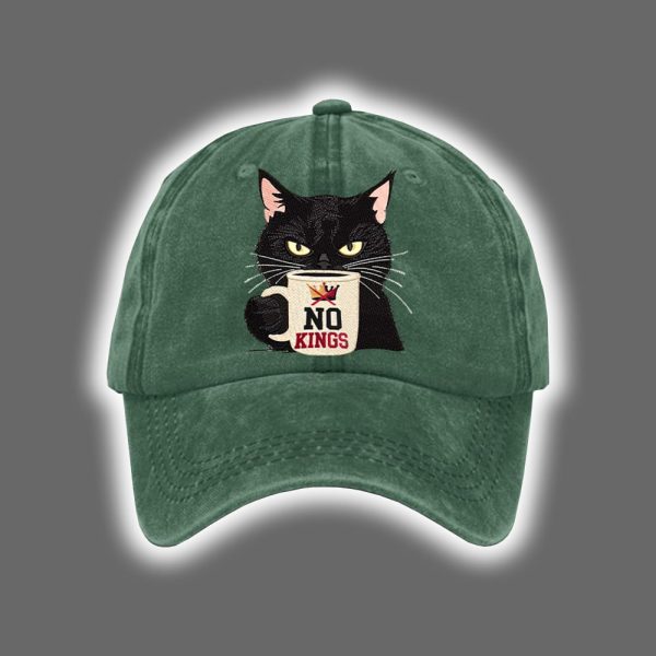 Retro Black Cat No King Printed Baseball Cap