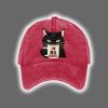 Retro Black Cat No King Printed Baseball Cap 2
