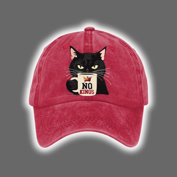Retro Black Cat No King Printed Baseball Cap 2