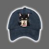 Retro Black Cat No King Printed Baseball Cap 4