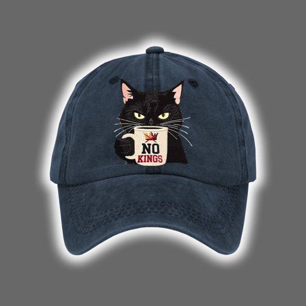 Retro Black Cat No King Printed Baseball Cap 4