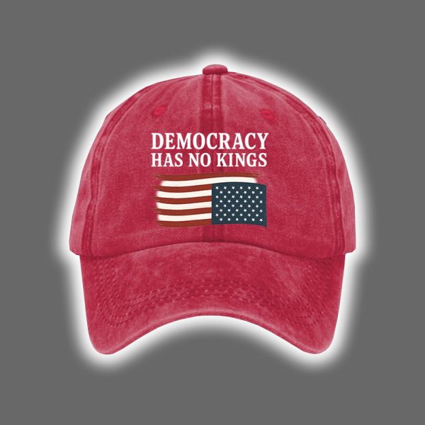 Retro Democracy Has No Kings Printed Baseball Cap 2