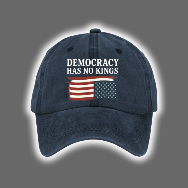 Retro Democracy Has No Kings Printed Baseball Cap 3