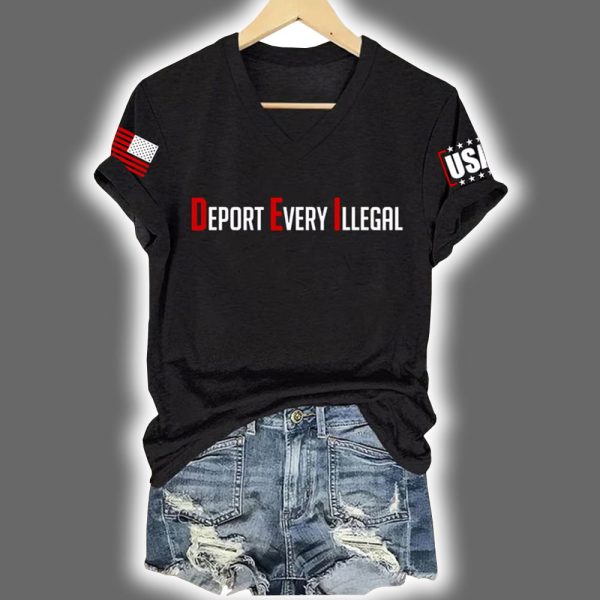 Retro Deport Every Illegal Print Short Sleeve T Shirt 2