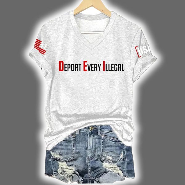 Retro Deport Every Illegal Print Short Sleeve T Shirt 3