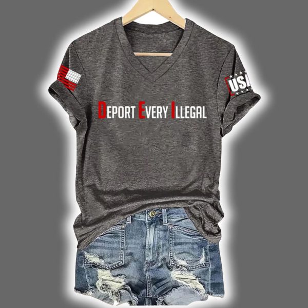 Retro Deport Every Illegal Print Short Sleeve T Shirt 4
