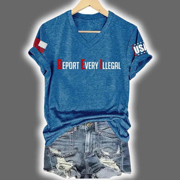Retro Deport Every Illegal Print Short Sleeve T Shirt 5