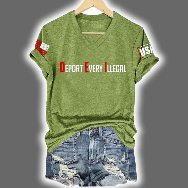 Retro Deport Every Illegal Print Short Sleeve T Shirt 6