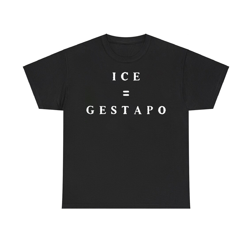 Retro ICE Gestapo Protest Printed T-shirt Retro ICE Gestapo Protest Printed T-shirt