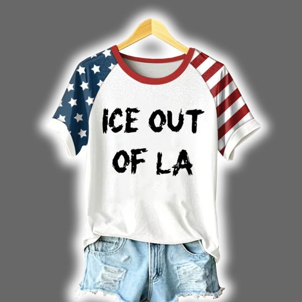 Retro ICE Out Of LA Print Short Sleeve Top