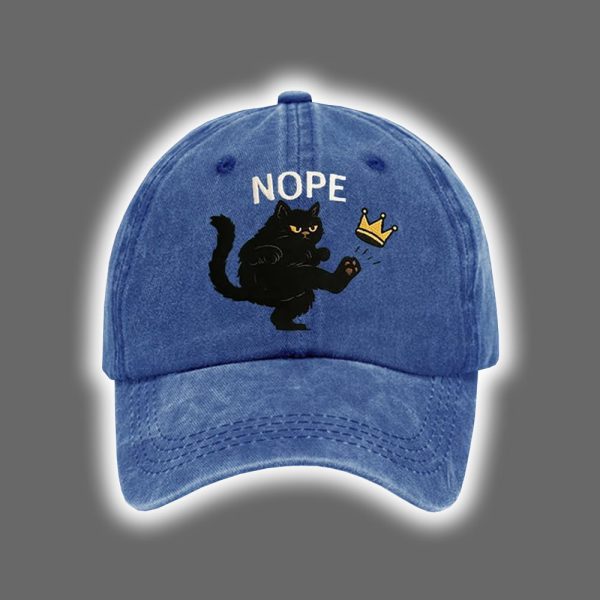 Retro No Kings In America Cat Crown Nope Baseball Cap 2