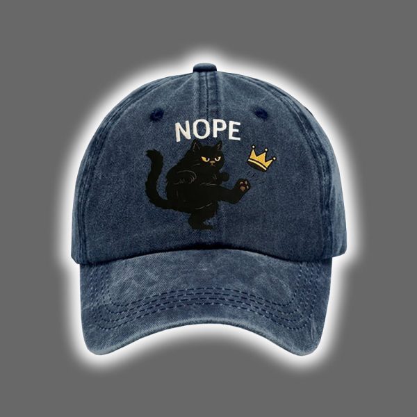 Retro No Kings In America Cat Crown Nope Baseball Cap 3