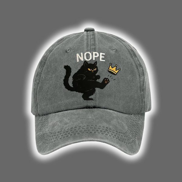 Retro No Kings In America Cat Crown Nope Baseball Cap 4