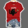 Retro No Kings In America Cat Crown Nope Print T Shirt 3