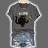 Retro No Kings In America Cat Crown Nope Print T Shirt 4