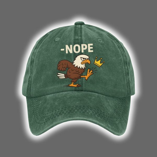 Retro No Kings In America Eagle Crown Nope Print Baseball Cap