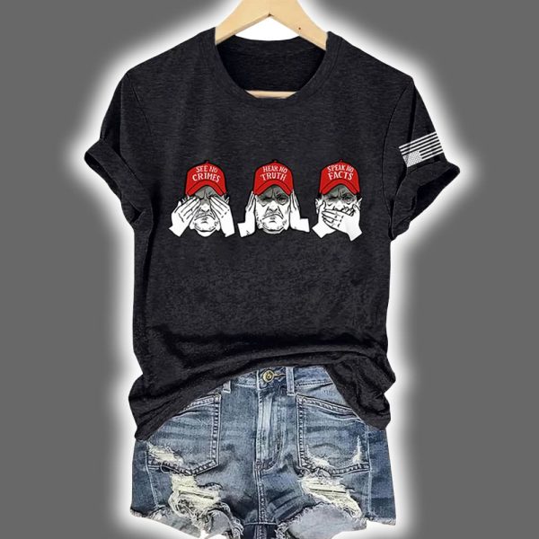 Retro See No Crimes Hear No Truth Speak No Facts Print Shirt 2