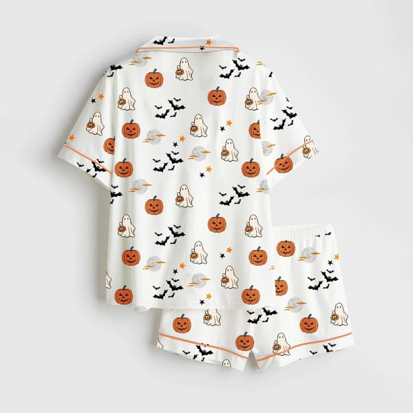 Spirit Halloween Pumpkin Boo Satin Pajama Set 2
