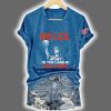 V Neck Retro 4th Of July No Ice In The Land Of The Free Print T Shirt 5