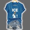 V-Neck Retro Abolish ICE Print T-Shirt