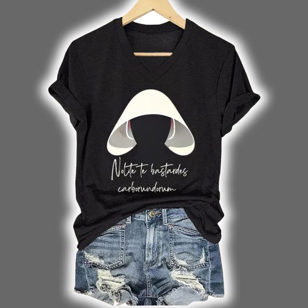 V Neck Retro Nolite Te Bastardes Carborundorum Don't Let The Bastards Grind You Down Print Shirt 2
