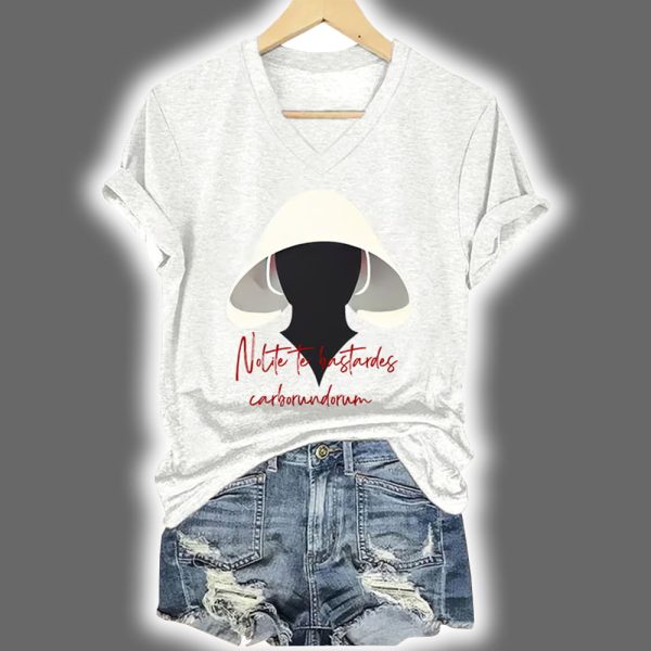V Neck Retro Nolite Te Bastardes Carborundorum Don't Let The Bastards Grind You Down Print Shirt 3