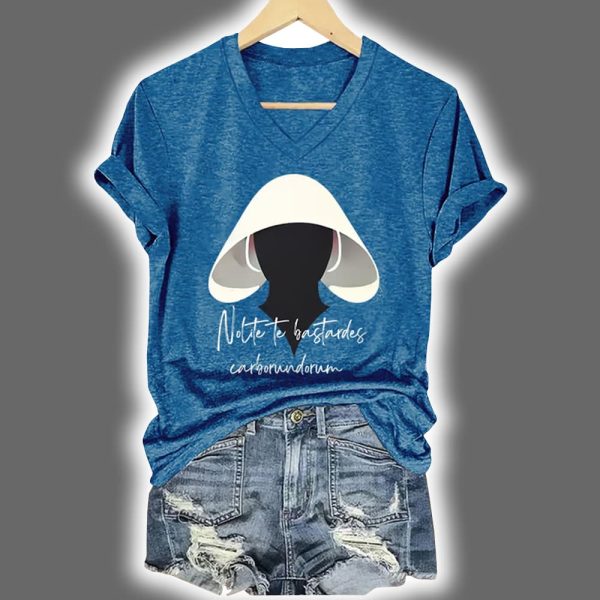 V Neck Retro Nolite Te Bastardes Carborundorum Don't Let The Bastards Grind You Down Print Shirt 4