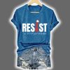 V Neck Retro Resist Feminist We Are Not Your Handmaids Print Shirt 3