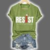 V Neck Retro Resist Feminist We Are Not Your Handmaids Print Shirt 4