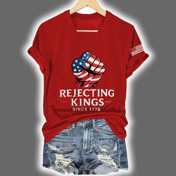 Women's Rejecting Kings Since 1776 V-neck T-shirt