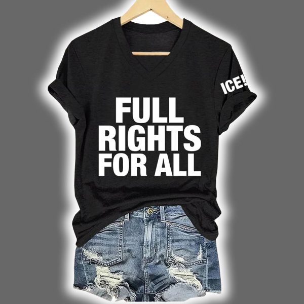 Womens Retro ICE Full Rights For All Print Short Sleeve T Shirt 2