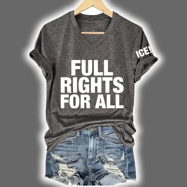 Womens Retro ICE Full Rights For All Print Short Sleeve T Shirt 4