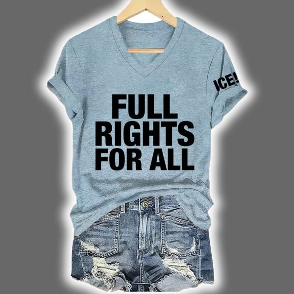 Womens Retro ICE Full Rights For All Print Short Sleeve T Shirt 6