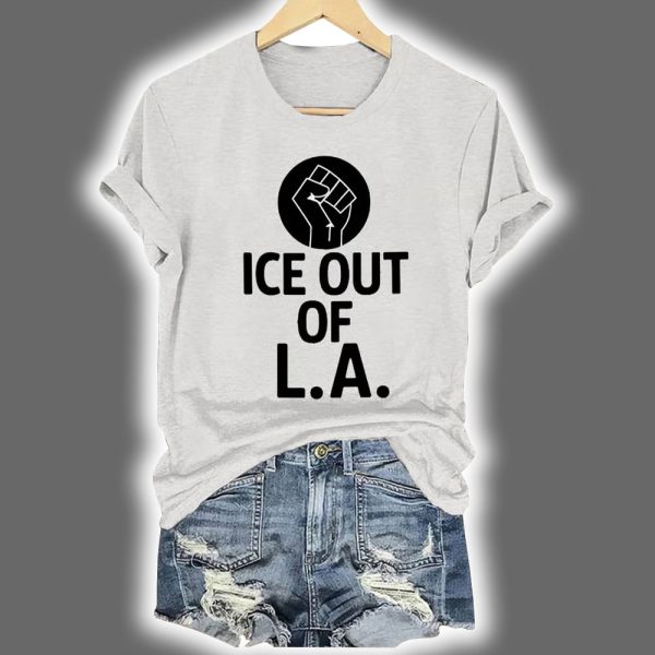 Womens Retro ICE Out of LA Print T Shirt 4