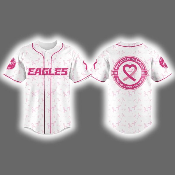 2025 Eagles x Supporting Breast Cancer Awareness Baseball Jersey