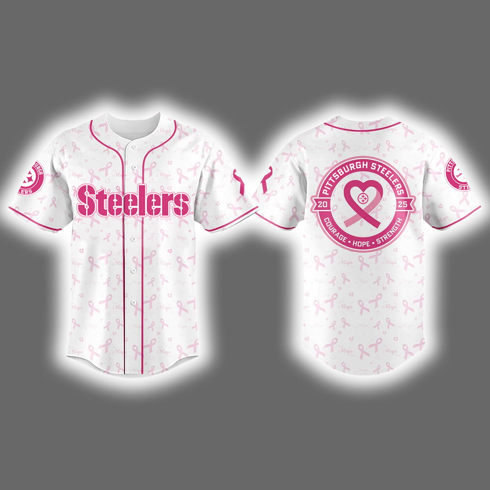 2025 Steelers x Supporting Breast Cancer Awareness Baseball Jersey 2025 Steelers x Supporting Breast Cancer Awareness Baseball Jersey