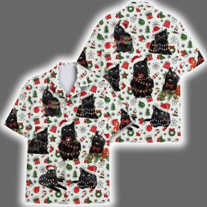 Retro Christmas Cat Hawaiian Shirt