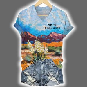 Pray For New Mexico Printed T-Shirt