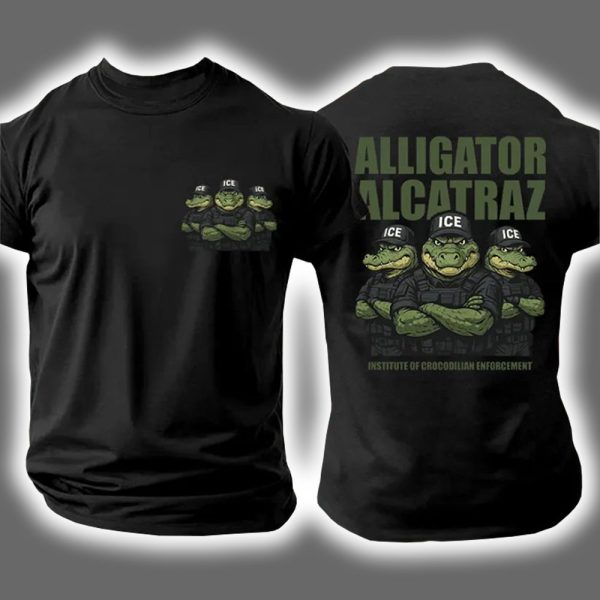 Alligator Alcatraz ICE Institute Of Crocodilian Enforcement Two Sided Shirt 2