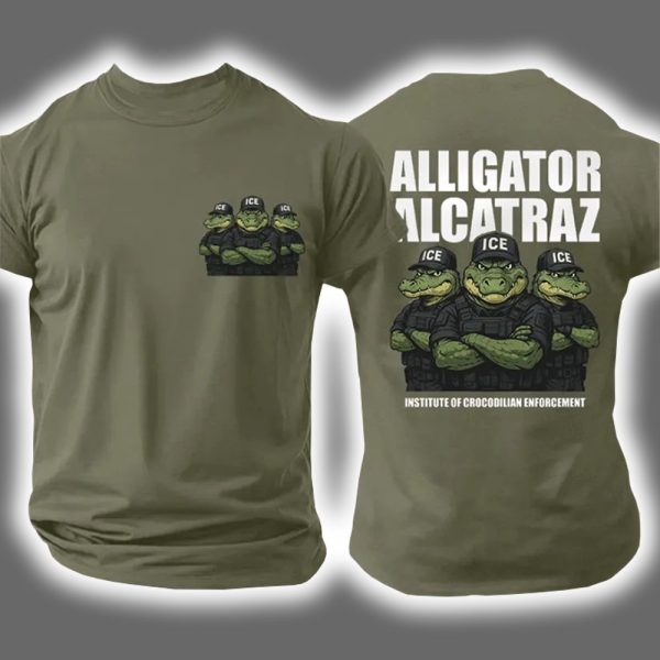 Alligator Alcatraz ICE Institute Of Crocodilian Enforcement Two Sided Shirt 3