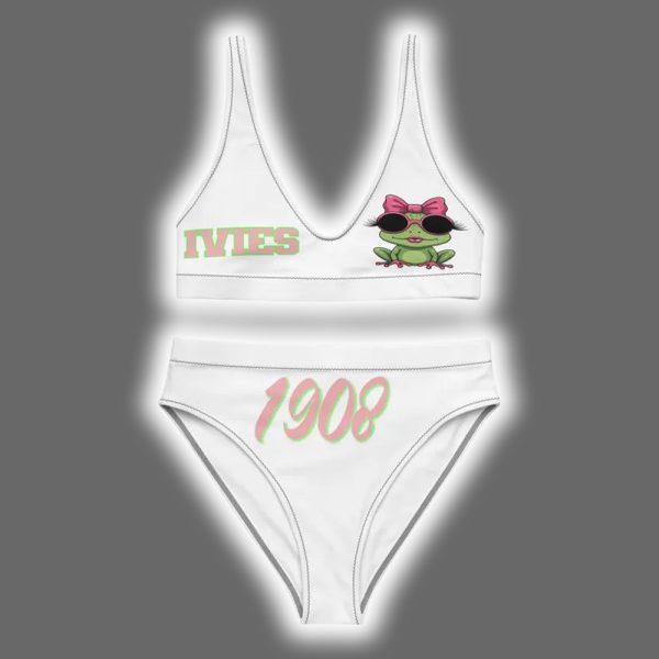 Alpha Kappa Alpha 1908 AOP Ladys Crop Top Two Piece Swimsuit 2