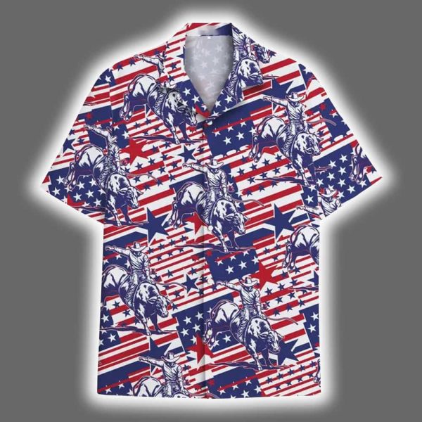 American Flag Cowboy 4th of July Hawaiian Shirt 2