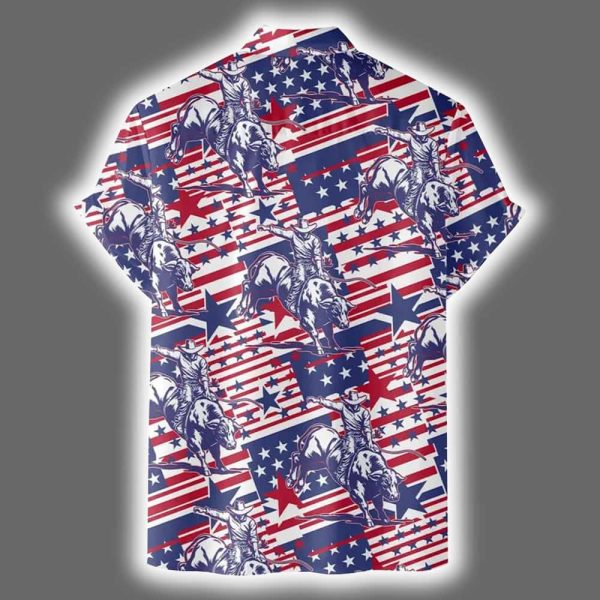 American Flag Cowboy 4th of July Hawaiian Shirt 3