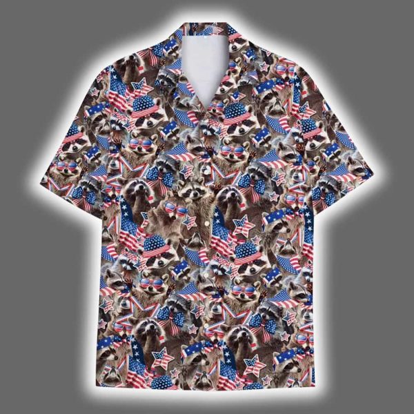 American Flag Patriotic Raccoon Hawaiian Shirt 2