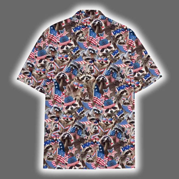 American Flag Patriotic Raccoon Hawaiian Shirt 3