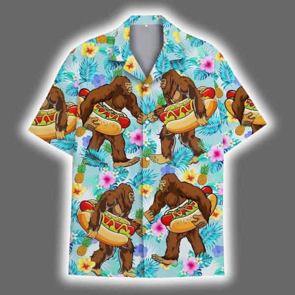 Bigfoot Hot Dog Summer Vacation Hawaiian Shirt 2