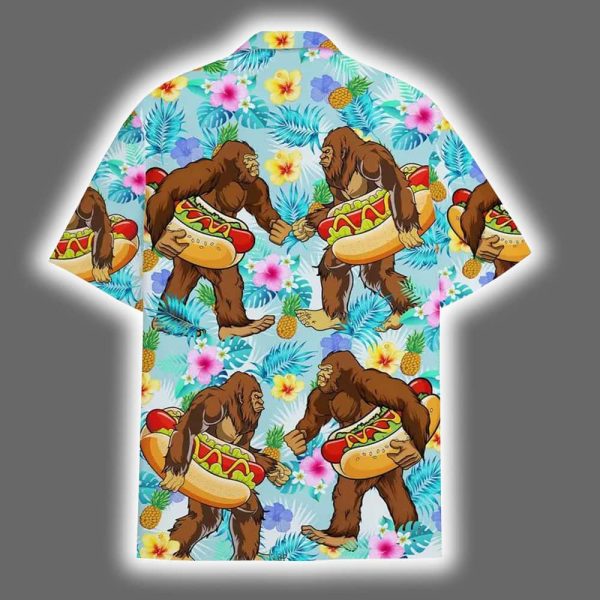 Bigfoot Hot Dog Summer Vacation Hawaiian Shirt 3