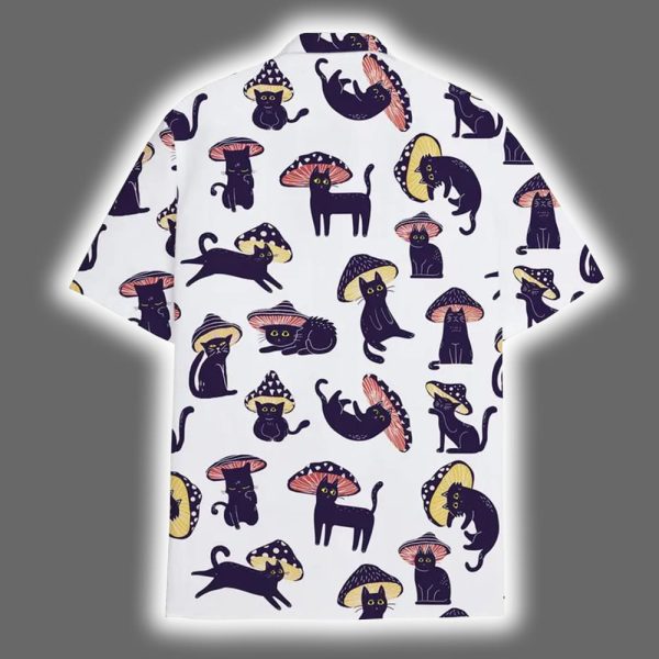 Black Cat Funny Mushroom Hawaiian Shirt 3