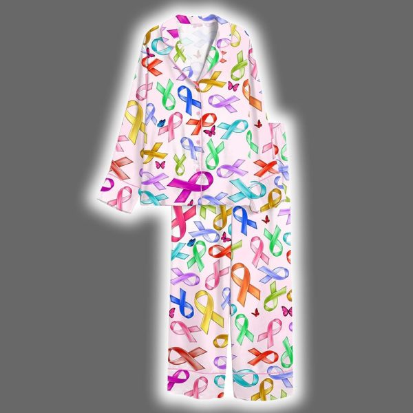 Breast Cancer Awareness Pink Ribbon Satin Pajama Set 3